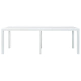 Garden Table White 220x90x72 cm Plastic Rattan Look - Front View