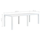 Garden Table White 220x90x72 cm Plastic Rattan Look