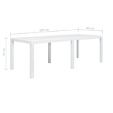Garden Table White 220x90x72 cm Plastic Rattan Look - 45-Degree Angle