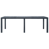 Garden Table Anthracite 220x90x72 cm Plastic Rattan Look - Front View