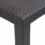 Garden Table Brown 220x90x72 cm Plastic Rattan Look - Side View