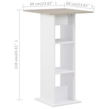 Bar Table White and Concrete 60x60x110 cm - Rear View