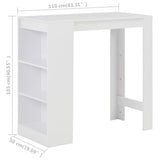 Bar Table with Shelf White 110x50x103 cm - Rear View