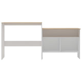 Bar Table with 2 Table Tops White and Oak 130x40x120 cm