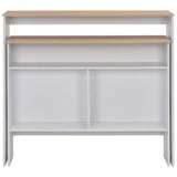 Bar Table with 2 Table Tops White and Oak 130x40x120 cm