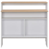 Bar Table with 2 Table Tops White and Oak 130x40x120 cm