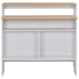 Bar Table with 2 Table Tops White and Oak 130x40x120 cm - 45-Degree Angle