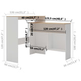 Bar Table with 2 Table Tops White and Oak 130x40x120 cm - Extra Image