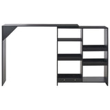 Bar Table with Moveable Shelf Black 138x39x110 cm - Side View