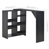 Bar Table with Moveable Shelf Black 138x39x110 cm - Rear View