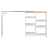 Bar Table with Moveable Shelf White 138x39x110 cm - Side View