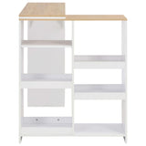 Bar Table with Moveable Shelf White 138x39x110 cm - Top-Down View
