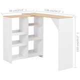 Bar Table with Moveable Shelf White 138x39x110 cm - Rear View