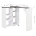 Bar Table with Moveable Shelf White 138x39x110 cm