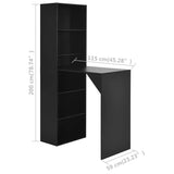 Bar Table with Cabinet Black 115x59x200 cm - Rear View