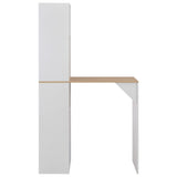 Bar Table with Cabinet White 115x59x200 cm - Front View