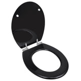 Toilet Seats with Soft Close Lids 2 pcs MDF Black - Front View