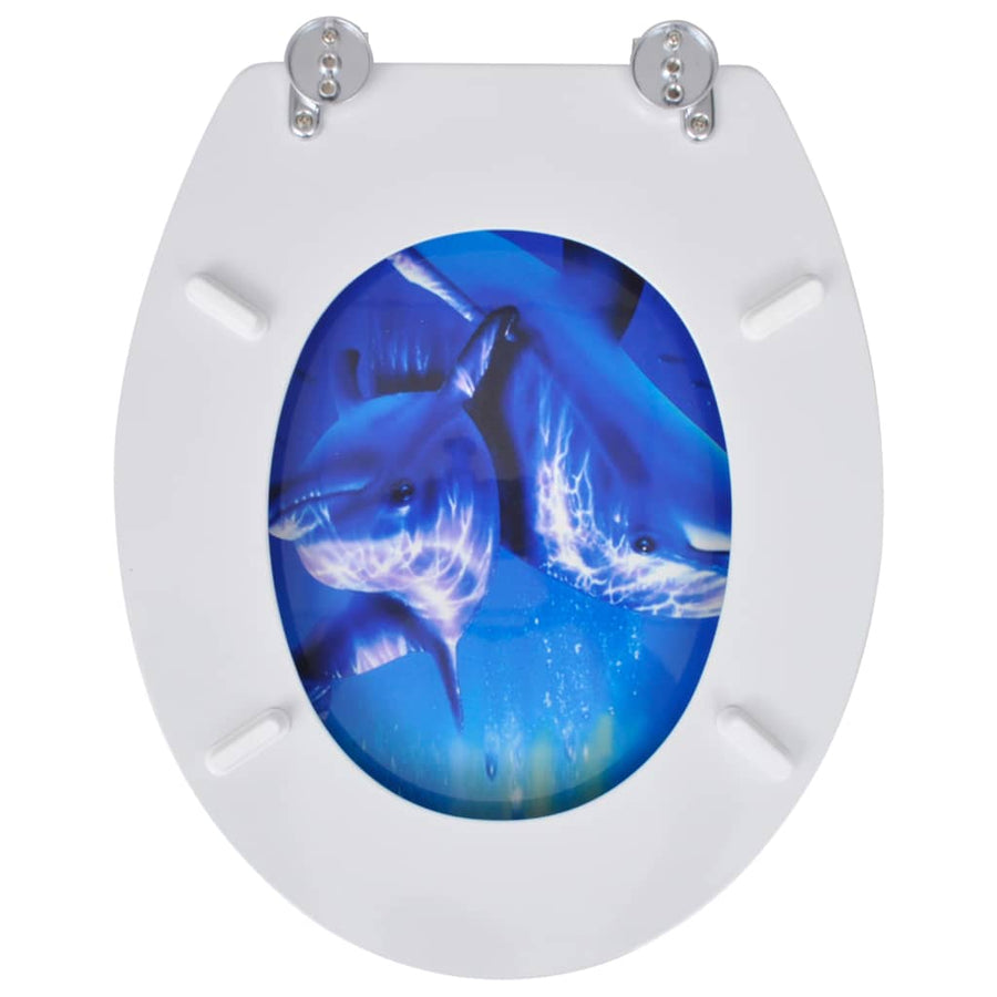Toilet Seats with Lids 2 pcs MDF Dolphin