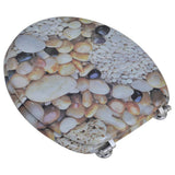 Toilet Seats with Lids 2 pcs MDF Pebbles