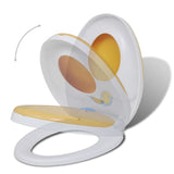 Toilet Seats with Soft Close Lids 2 pcs Plastic White and Yellow - Front View