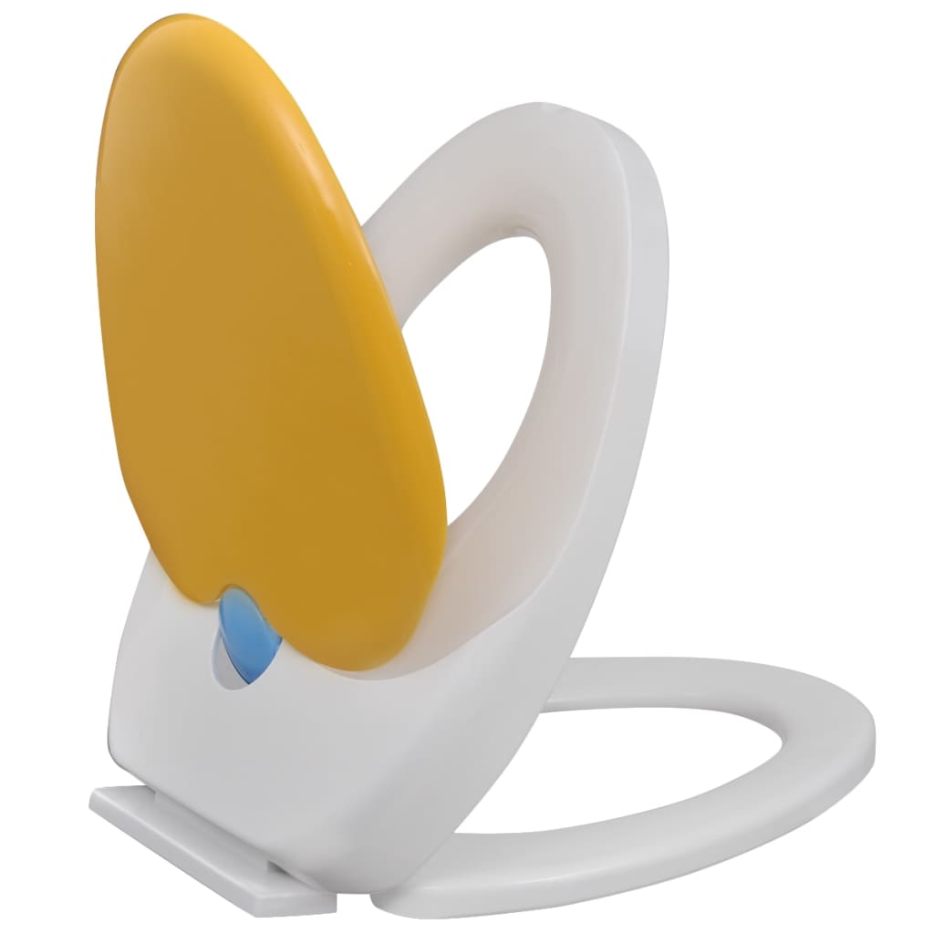 Toilet Seats with Soft Close Lids 2 pcs Plastic White and Yellow