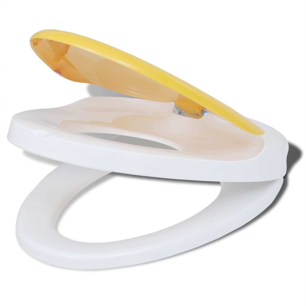 Toilet Seats with Soft Close Lids 2 pcs Plastic White and Yellow