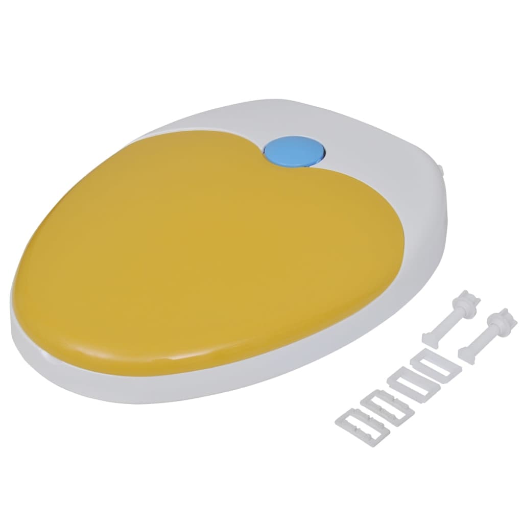 Toilet Seats with Soft Close Lids 2 pcs Plastic White and Yellow