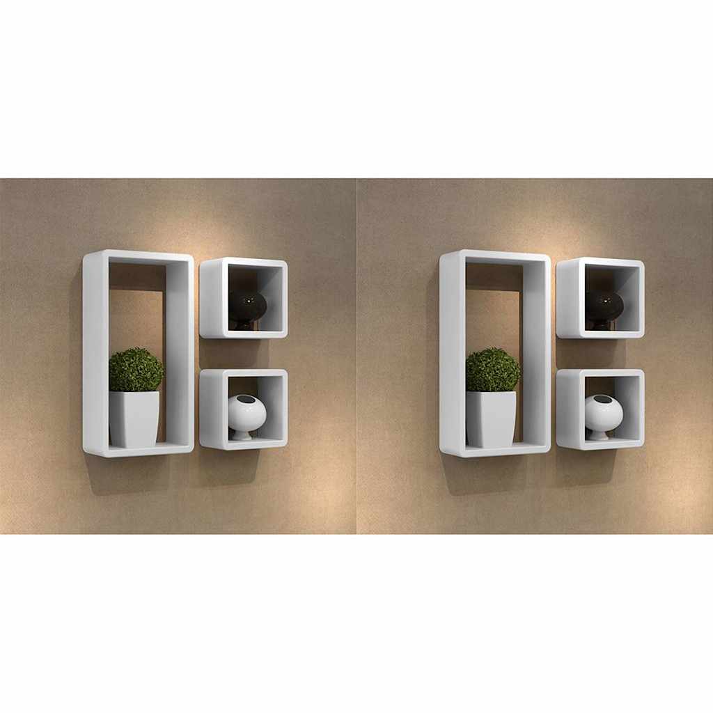 Wall Cube Shelves 6 pcs White