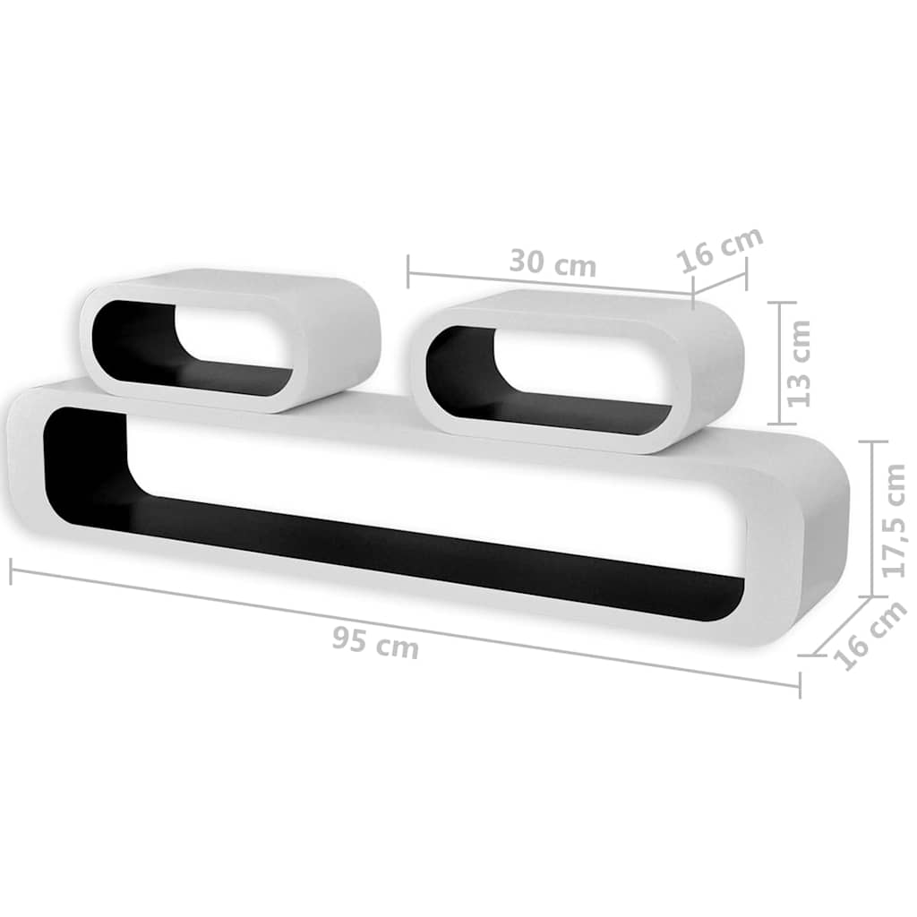Wall Cube Shelves 6 pcs Black and White