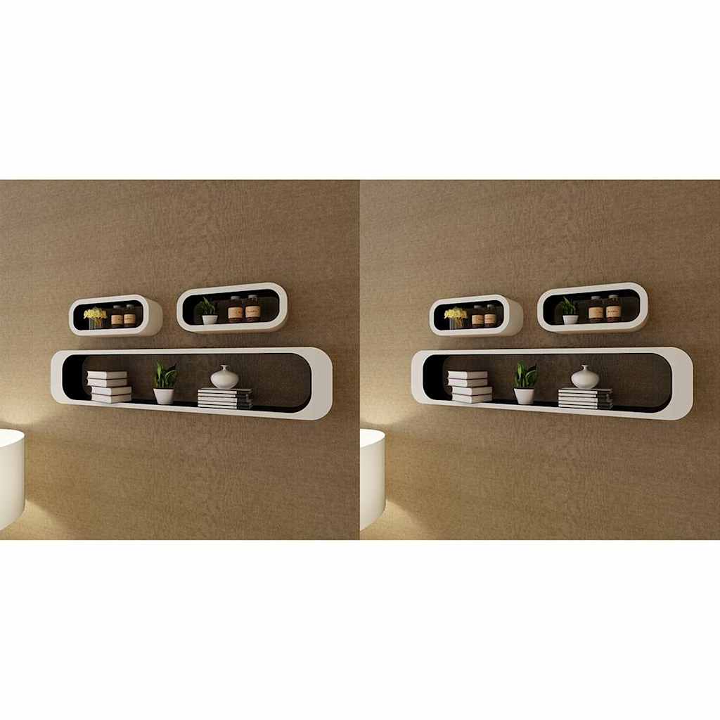 Wall Cube Shelves 6 pcs Black and White