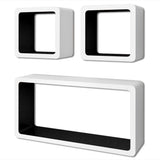 Wall Cube Shelves 6 pcs White and Black - Front View