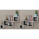 Wall Cube Shelves 6 pcs White and Black - Side View