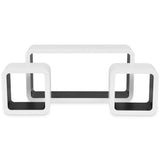 Wall Cube Shelves 6 pcs White and Black - 45-Degree Angle