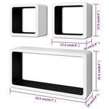 Wall Cube Shelves 6 pcs White and Black
