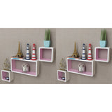Wall Cube Shelves 6 pcs White and Pink