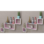 Wall Cube Shelves 6 pcs White and Pink