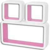 Wall Cube Shelves 6 pcs White and Pink - Top-Down View