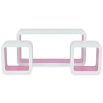 Wall Cube Shelves 6 pcs White and Pink