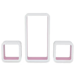 Wall Cube Shelves 6 pcs White and Pink