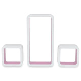 Wall Cube Shelves 6 pcs White and Pink - Rear View