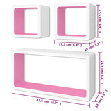 Wall Cube Shelves 6 pcs White and Pink - Close-Up Angle