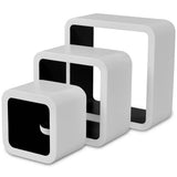 Wall Cube Shelves 6 pcs White and Black - Front View