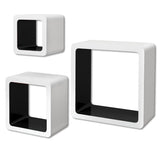 Wall Cube Shelves 6 pcs White and Black