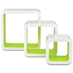 Wall Cube Shelves 6 pcs White and Green