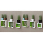 Wall Cube Shelves 6 pcs White and Green