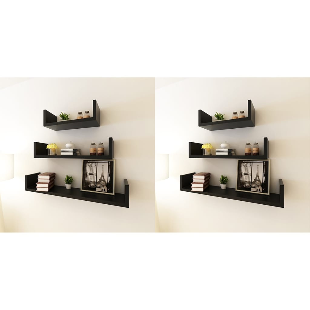 Wall Shelves 6 pcs Black