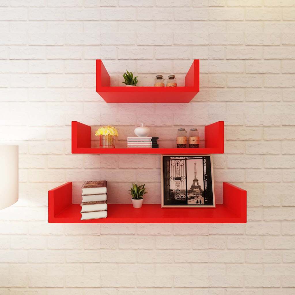 Wall Shelves 6 pcs Red