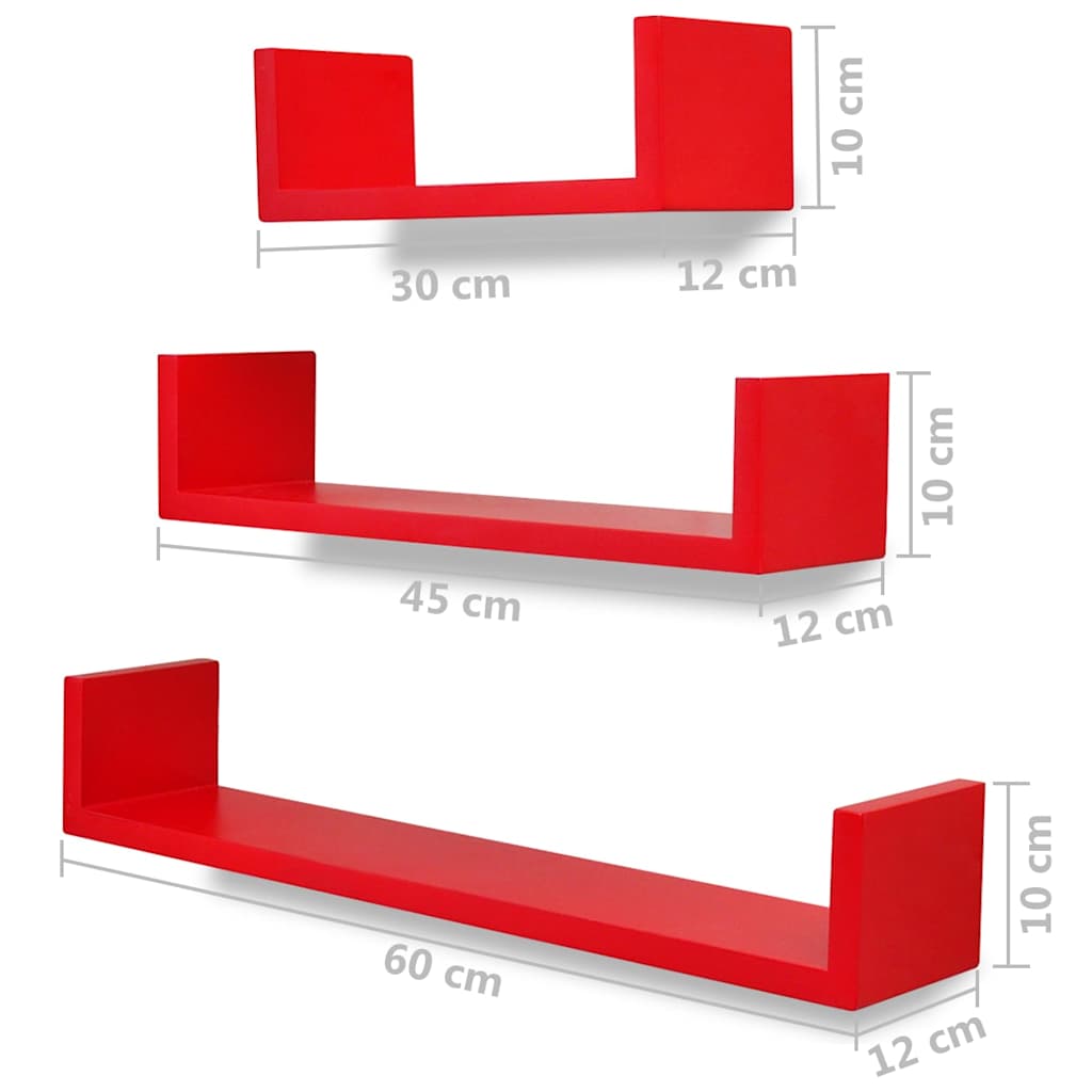 Wall Shelves 6 pcs Red