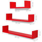 Wall Shelves 6 pcs Red - 45-Degree Angle