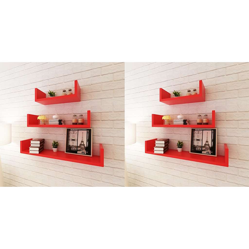 Wall Shelves 6 pcs Red
